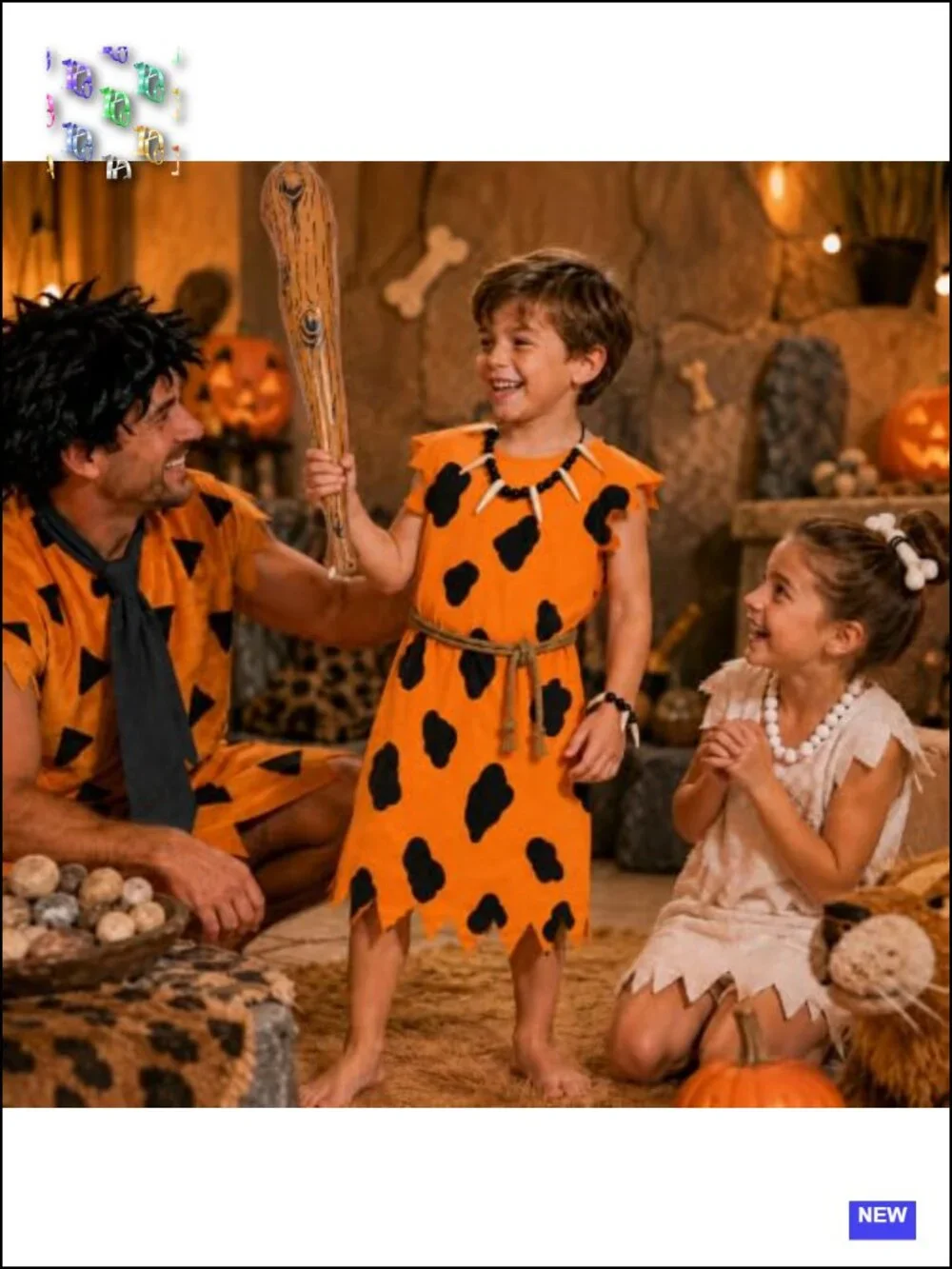 Caveman Halloween Costume Set with Inflatable Club, Tunic & Accessories